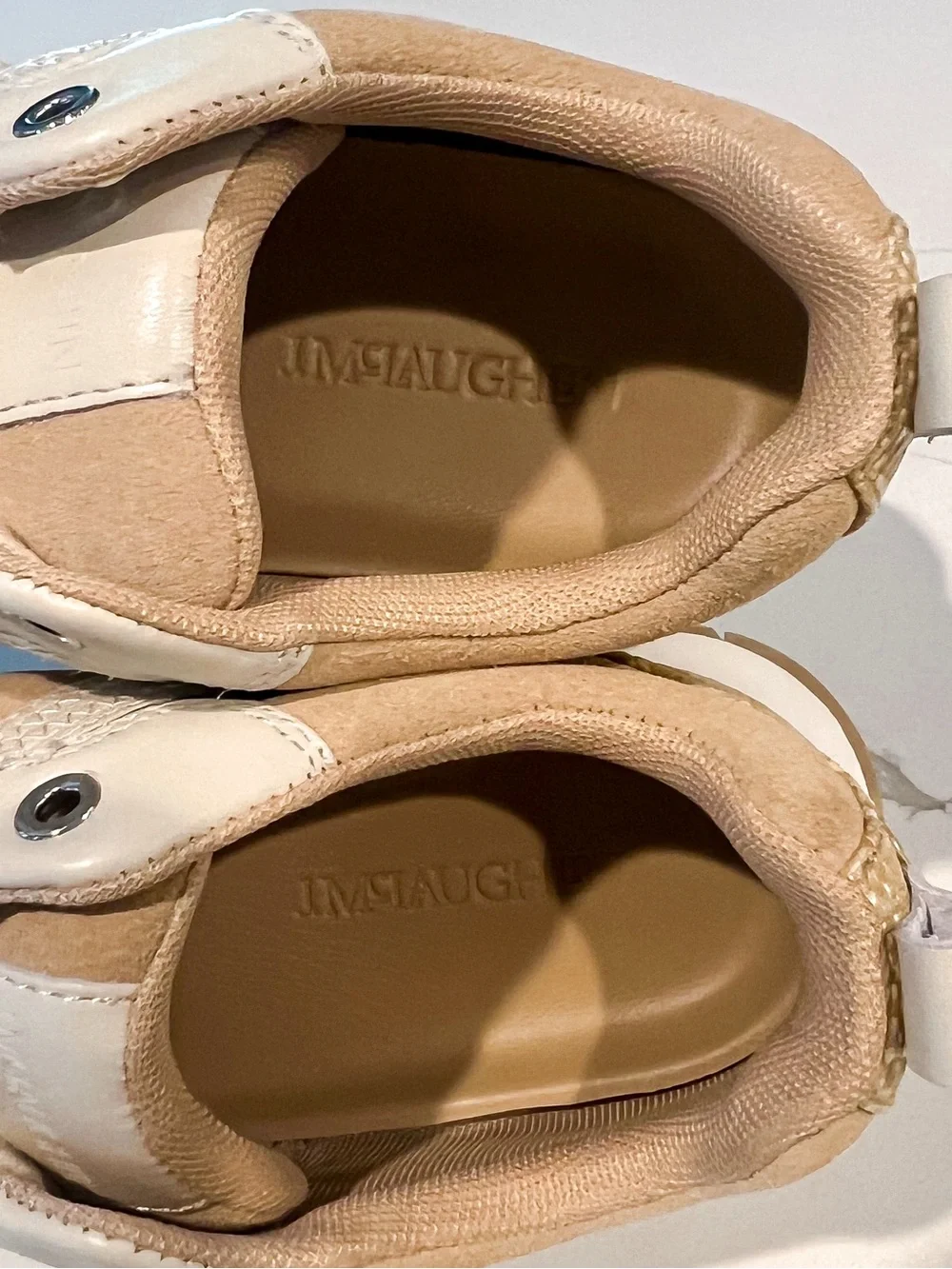 J. McLaughlin Emerson Rattan Leather Suede Tan and Beige Sneakers Womens Sz 7 M